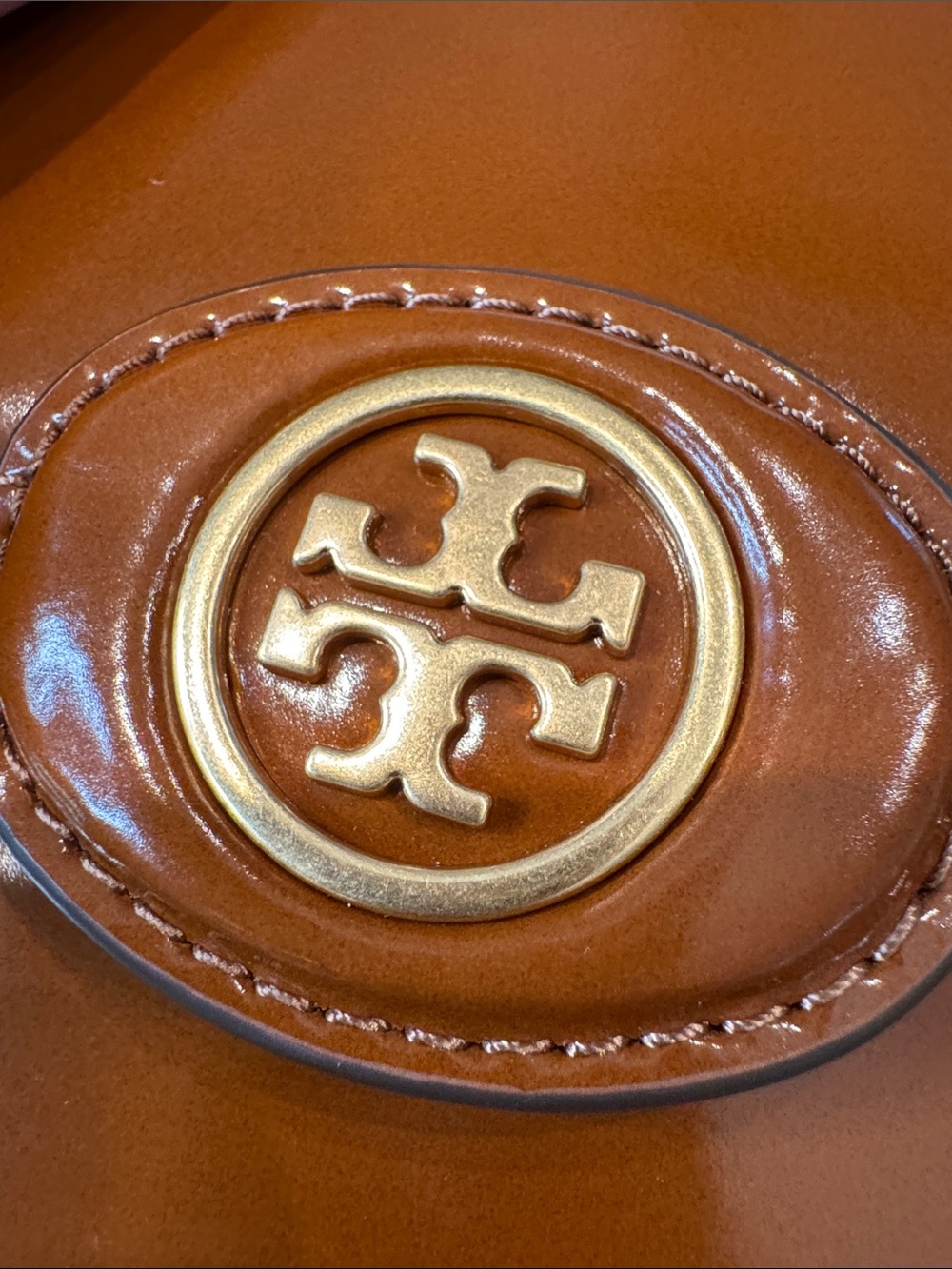 Tory Burch Saddle Brown Leather Crossbody with Gold Logo - Picture 8 of 11